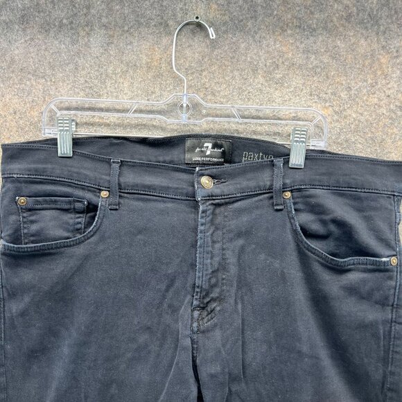 7 For All Mankind Jeans Mens 38 Black Paxtyn Luxe Performance Skinny Fit - Picture 8 of 13